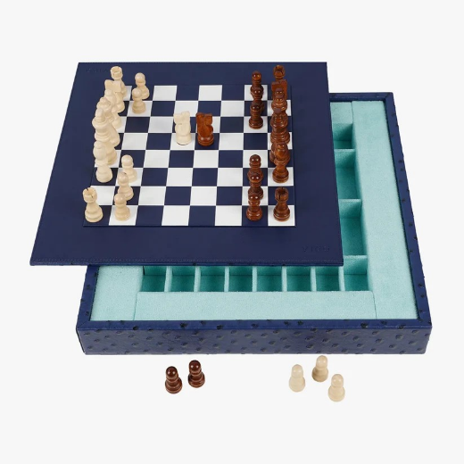 Picture of Navy Blue Ostrich Chess Set