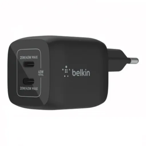 Picture of Belkin WCH011vfBK 45W Dual  USB-C PD  GaN Fast Charger with PPS Black