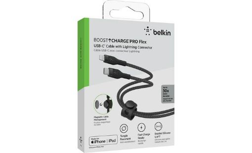 Picture of Belkin CAA009bt3MBL BOOST Flex USB-C Silicone Cable with Lightning Connector, 3M, Blue