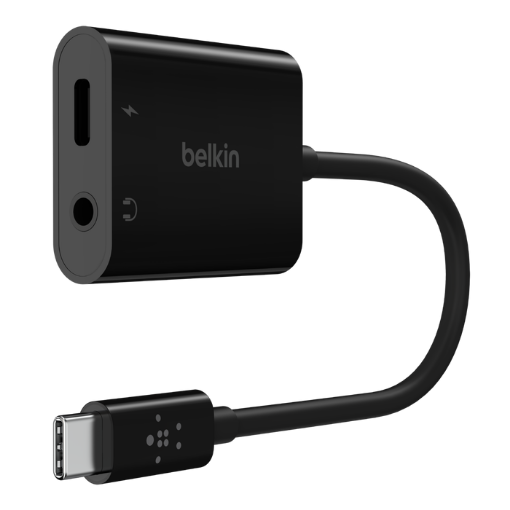 Picture of Belkin NPA004btBK  RockStar™ 3.5mm Audio + USB-C™ Charge Adapter, supports fast charging up to 60W