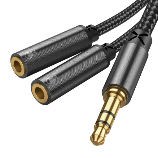 Picture of SY-A04 Headphone male to 2-female 2in1 audio cable 0.2m-black