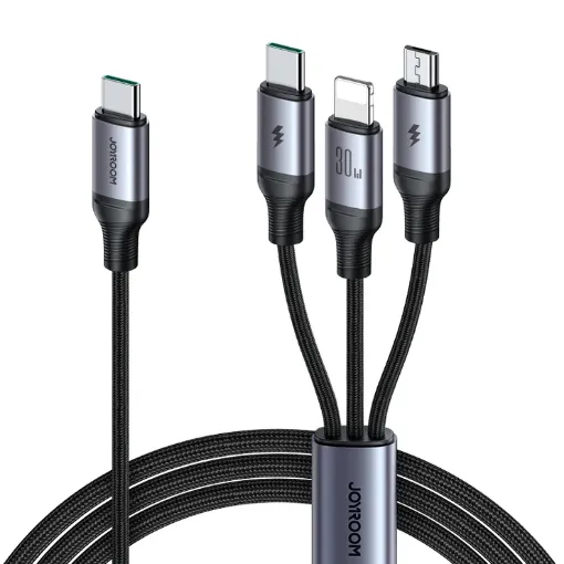 Picture of SA21-1T3 30W 3in1 Cable (Type-C to L+C+M) 1.2m-Black