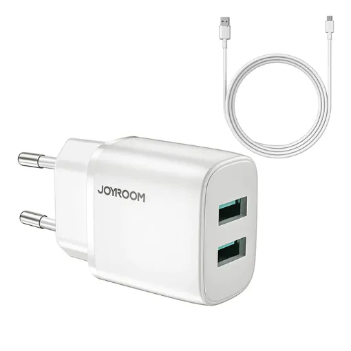 Picture of L-2A123 2.4A Dual ports fast charger (EU) with lightning cable white