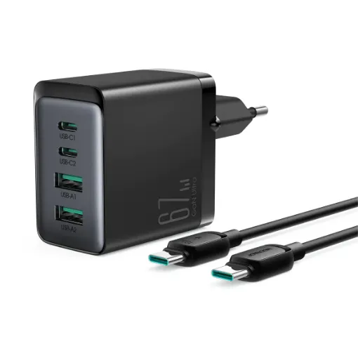 Picture of TCG02 67W 2C2A Fast Charger-Black+100W C to C Cable 1.2m-Black (EU)