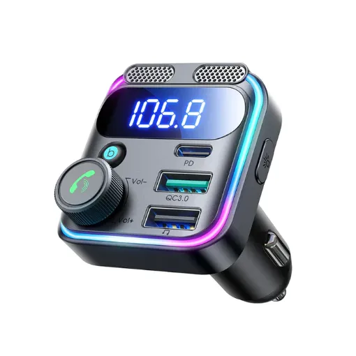 Picture of JR-CCB01 48W Dual-Mic Car Wireless FM Transmitter-Black