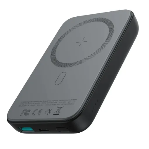 Picture of JR-W020 20W Mini magnetic wireless power bank 10000mAh Black With USB to Type-C 0.25m Cable