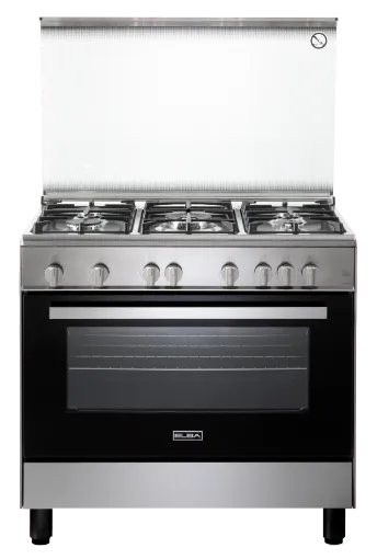 Picture of Elba Gas Cooker 90 cm Stainless Steel Cast iron pan supports 5 gas burners Full Safety with Fan