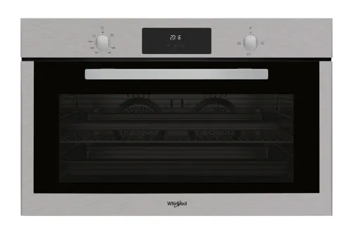 صورة فرن غاز مدمج بالكامل 90 سم 97 لترًا من الفولاذ المقاوم للصدأ ومروحة وشاشة LED