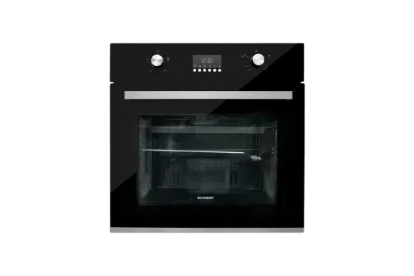 Picture of Built In Gas Oven Elec Grill 60cm 60Lit Black,Handel +Knobs Silver Digital Screen-Auto-Off  Grill+Oven