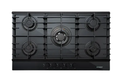 صورة موقد غاز مدمج 90 سم زجاج أسود حديد زهر - THETA A9501 SDF