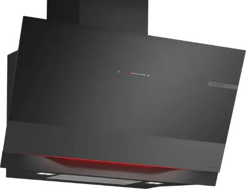 صورة شفاط حائط بوش DWK91LT65، 90 سم، سلسلة 8، 1000 متر مكعب/ساعة، زجاج شفاف، طباعة سوداء