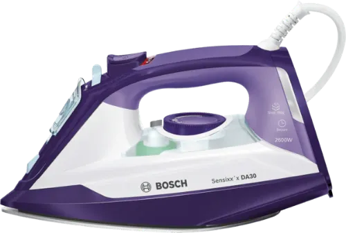صورة مكواة بخار بوش TDA3026110 بقوة 2600 واط، لون بنفسجي + أبيض