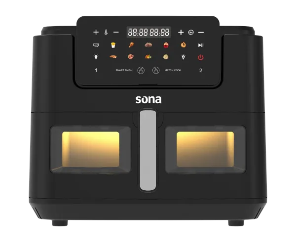 Picture of Sona Air Fryer 10 L Black 2600W With transparent drawer divider For cooking on two sides or one side