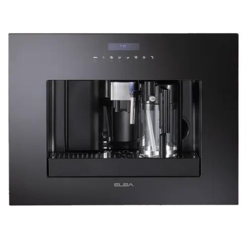 صورة ماكينة صنع الكابتشينو إلبا أوتوماتيكية بالكامل مدمجة، زجاج أسود، 45 سم