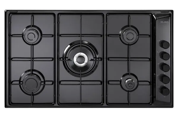 Picture of Elba Gas Hob Built-In 5 Burners 90 cm Black Semi Cast Iron Grid