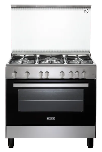 Picture of Elba Gas Cooker 90 cm Stainless Steel Cast iron pan supports 5 gas burners Full Safety with Fan