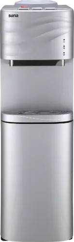 صورة حامل موزع مياه سونا فضي بثلاثة صنابير مع قفل أمان للأطفال