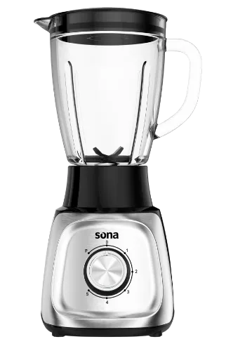 صورة خلاط سونا 600 واط، فضي، سعة 1.5 لتر، سرعتان، وعاء زجاجي