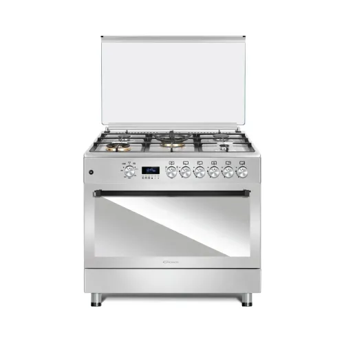 Picture of CONTI 90x60 cm 5-Burner Free-Standing Gas Cooker, Inox | CGC 962 FFC IX (Dual Wok & Cast Iron)
