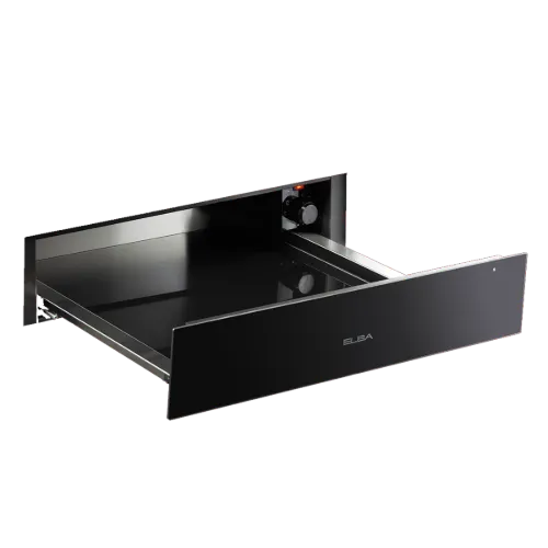 Picture of Elba Built-in Warming Drawer Full Black Glass 24L Push to Open Knob Control