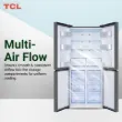 صورة ثلاجة TCL P460CDS / P560CDGL: سعة 460 / 470 لتر مع موزع مياه، باللون الفضي غير اللامع.