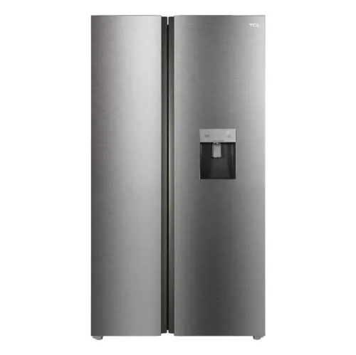 صورة ثلاجة TCL P650SBS / P790SBSGL631 / سعة 650 لتر مزودة بموزع مياه، لون فضي مطفي.