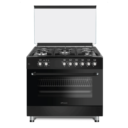 Picture of CONTI 90x60 cm 5-Burner Free-Standing Gas Cooker, Black | CGC 964 FFC BK (Cast Iron & Cooling Fan)
