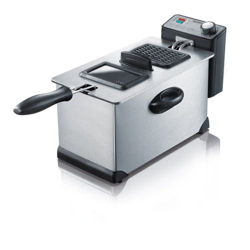 Picture of SEVERIN FR 2431 Electric Deep Fryer – 3L Capacity, 2000W Power, Up to 400g, Stainless Steel/Black