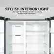 Picture of TCL P650SBS / P790SBSGL Refrigerator, 631/650 liter capacity with water dispenser, matte silver color.