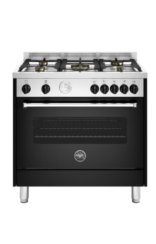 Picture of Bertazzoni Master Series 90cm 5-Burner Gas Cooker | MAS95C1MNV (Black & Stainless Steel)