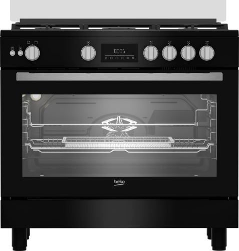 Picture of Beko Gas Cooker 90cm 5 Burners Black – BGGR11225GBX