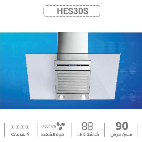 صورة شفاط ناشيونال إلكتريك – 90 سم – زجاج مائل – 760 م³/ساعة – ستانلس ستيل – 6HeS30S9